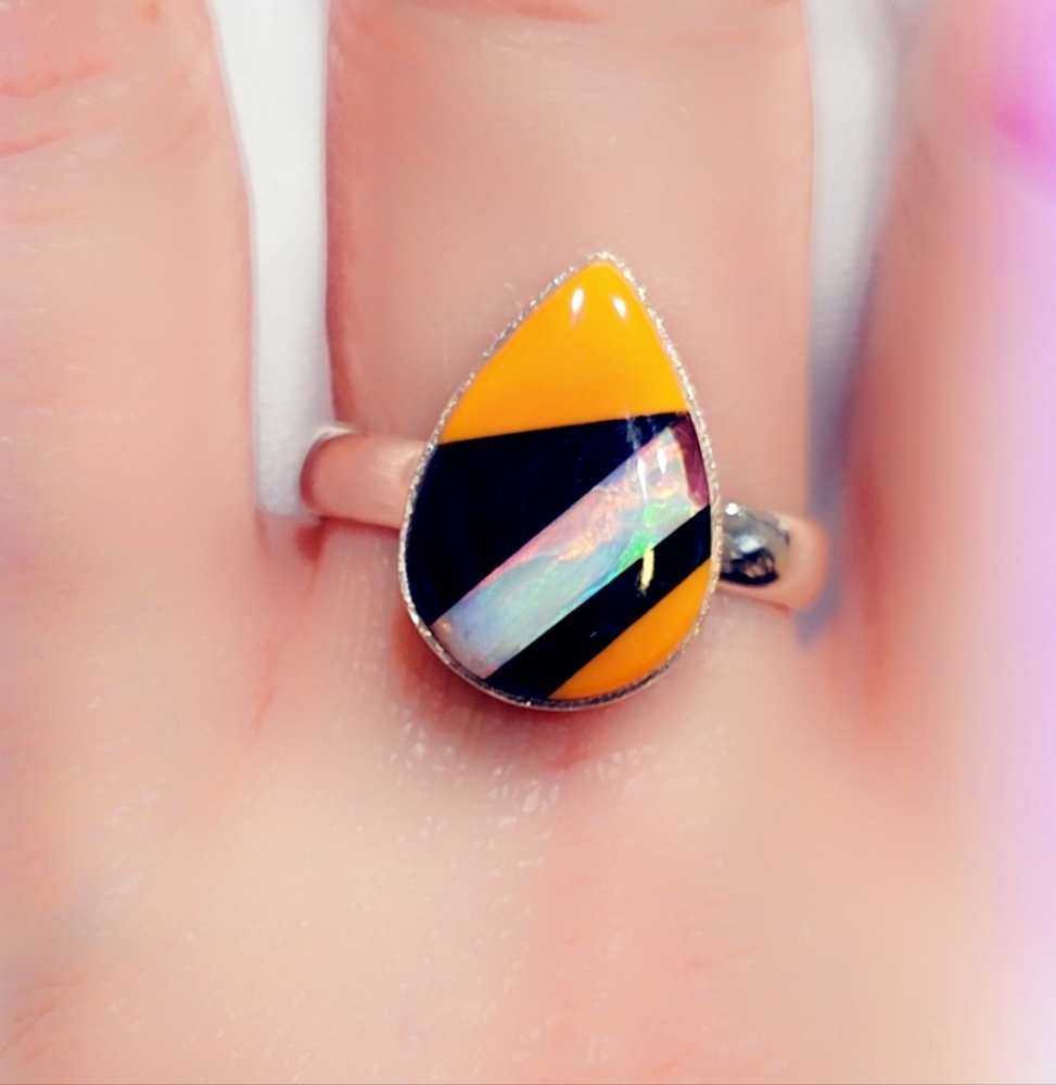 Opal Sterling Gemstone Ring